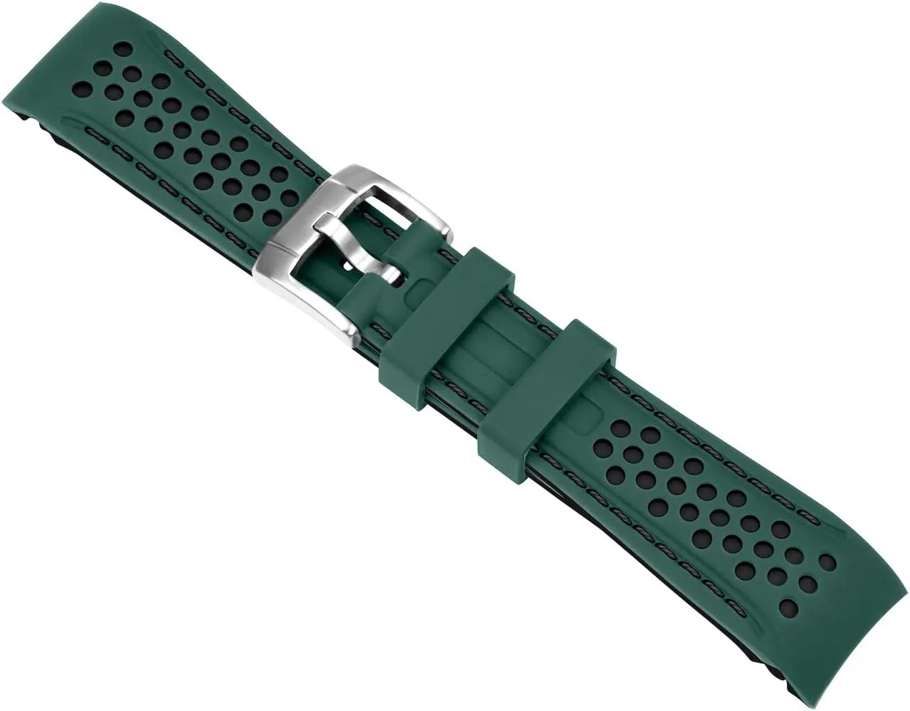 Durable Two Tone Silicone Curved Ends 20mm 22mm Racing Sport Rubber Watch Bands Strap Blue Orange Red Black Green for Men Women