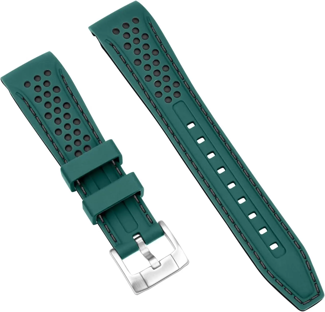 Durable Two Tone Silicone Curved Ends 20mm 22mm Racing Sport Rubber Watch Bands Strap Blue Orange Red Black Green for Men Women