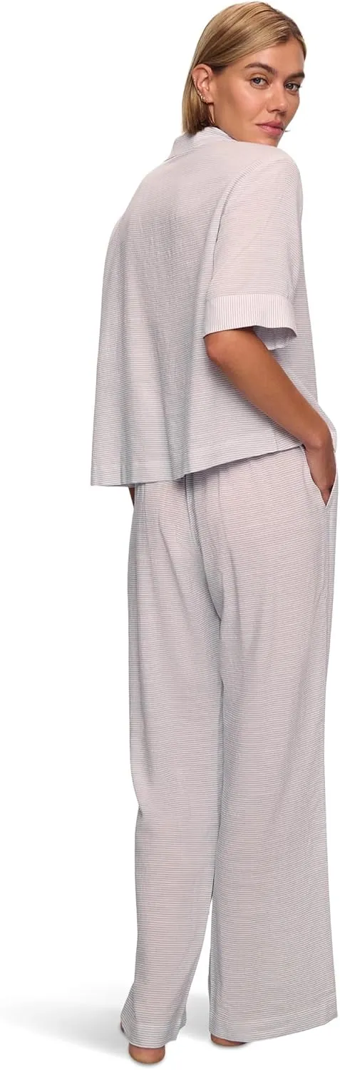 Eberjey Women's Nautico Relaxed Short Sleeve Pant Pajama Set
