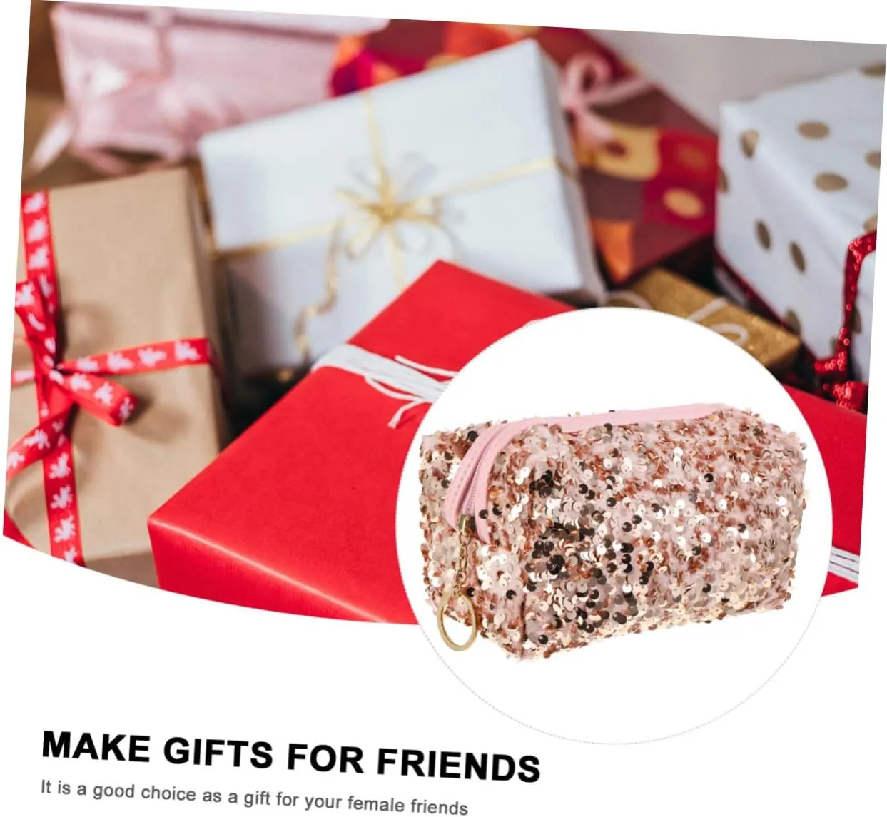 Elegant Sequin Makeup Bag Toiletries Bag Women Zipper Large Capacity Organized Life