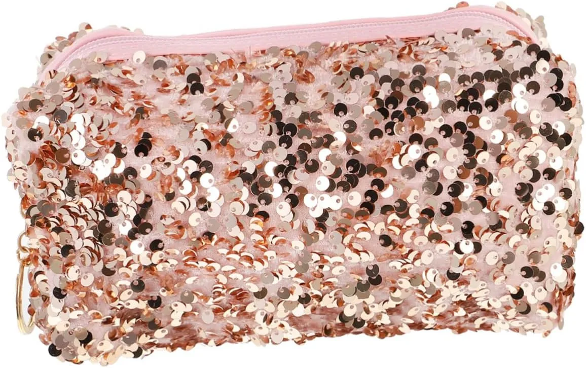 Elegant Sequin Makeup Bag Toiletries Bag Women Zipper Large Capacity Organized Life