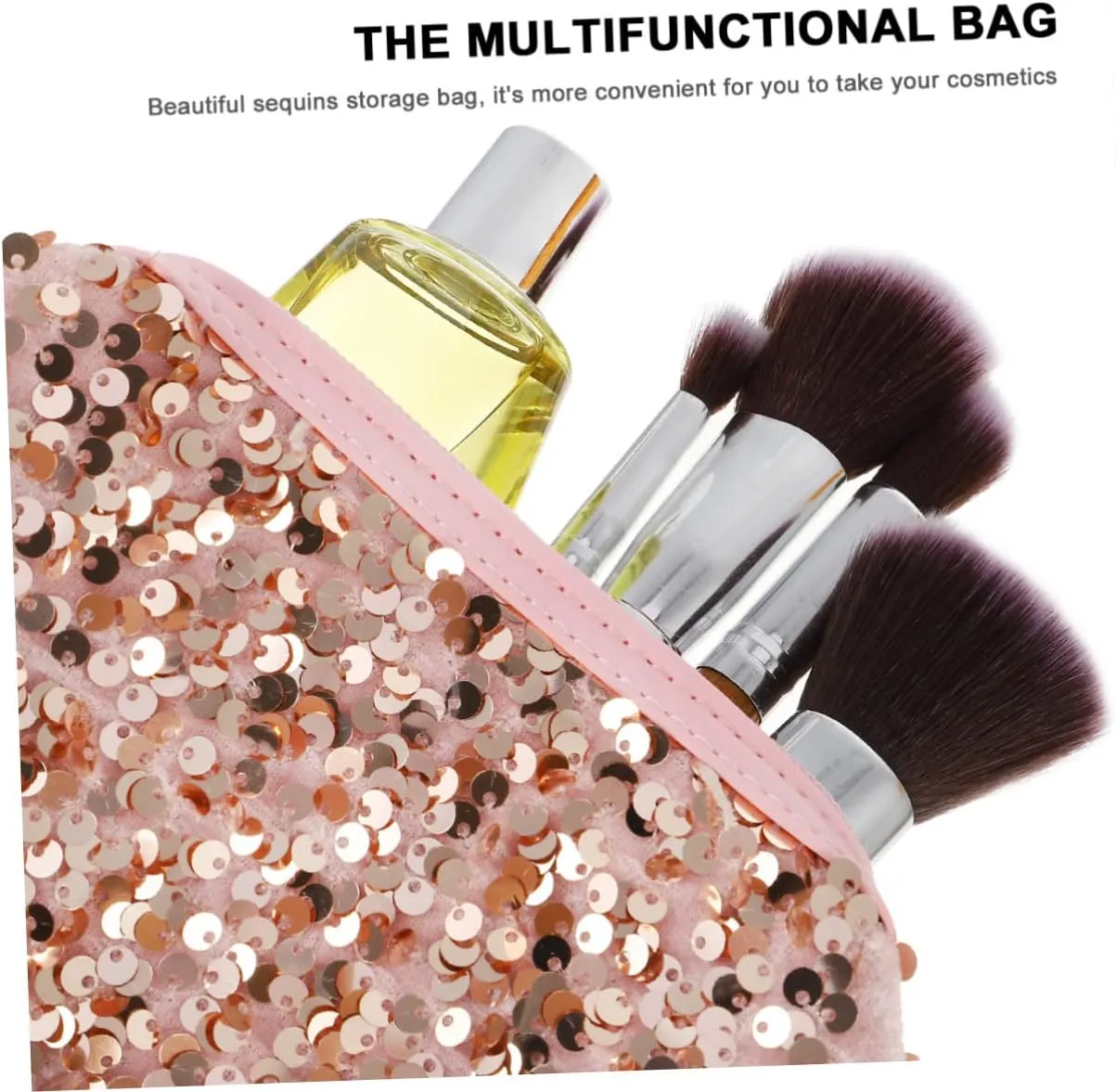 Elegant Sequin Makeup Bag Toiletries Bag Women Zipper Large Capacity Organized Life
