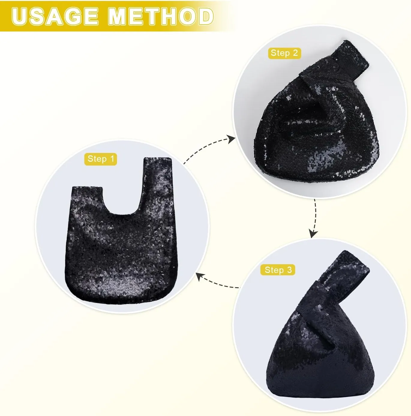 Eternal Beauty Sequin Wrist Bag, Women's Mini Portable Wristlet Knot Pouch, Sparkly Small Cute Evening Wallet Handbag Purse
