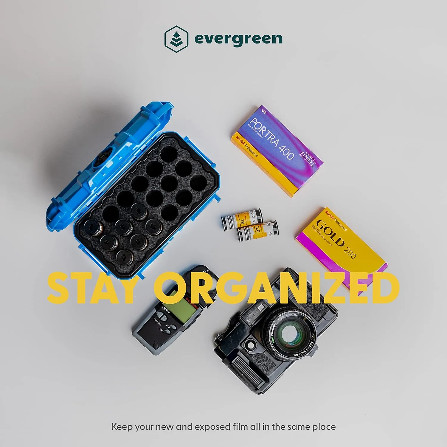 Evergreen 120mm Film Storage Case | Holds 18 Rolls of Medium Format Film | Waterproof, Crushproof, & Freezer Safe (Green)