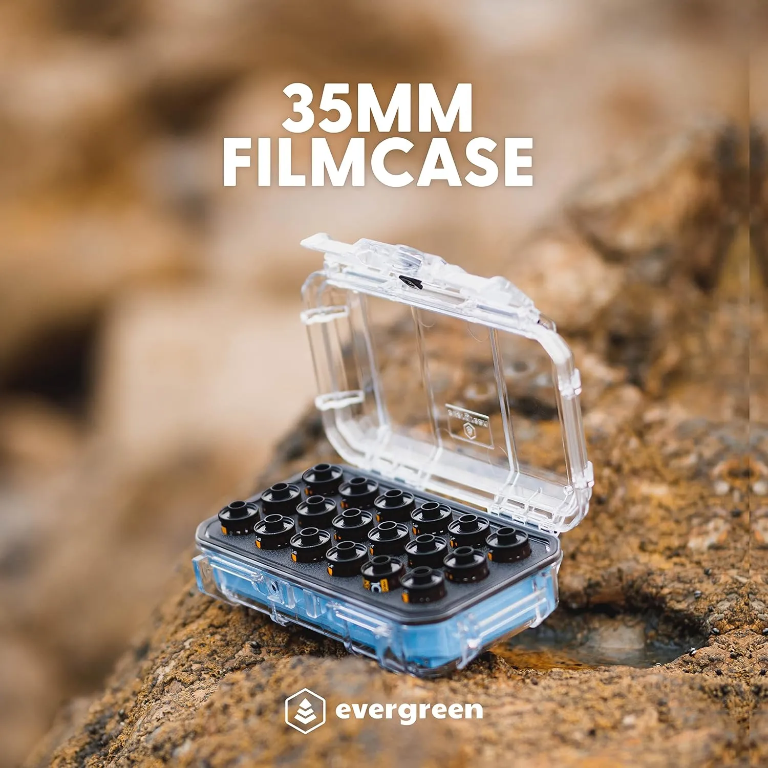 Evergreen 35mm Film Storage Case | Holds 18 Rolls | Preserve and Protect Your Film | Waterproof, Crushproof, & Freezer-Safe (Film Not Included) (Black)