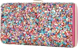 Fashionable Colorful Evening Bag for Women Shoulder Bag Pink Handbag Portable Pouch Banquet Chain Wallet