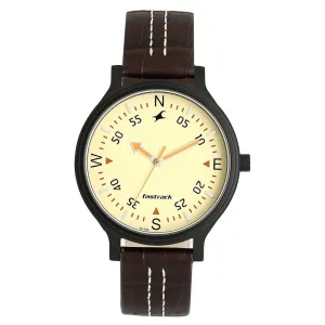 Fastrack, Women’s  Watch Analog, Yellow Dial Brown Leather Strap, 6189NL02