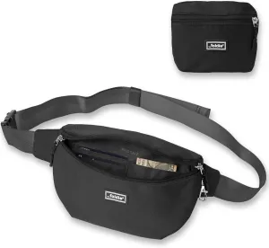 Foldable Crossbody Bags for Women & Men - Anti-Theft RFID-Safe Fanny Pack with Smart Lockable Zippers and Cut-Resistant Strap - Lightweight Waist Pack for Travel & Everyday Use - Black