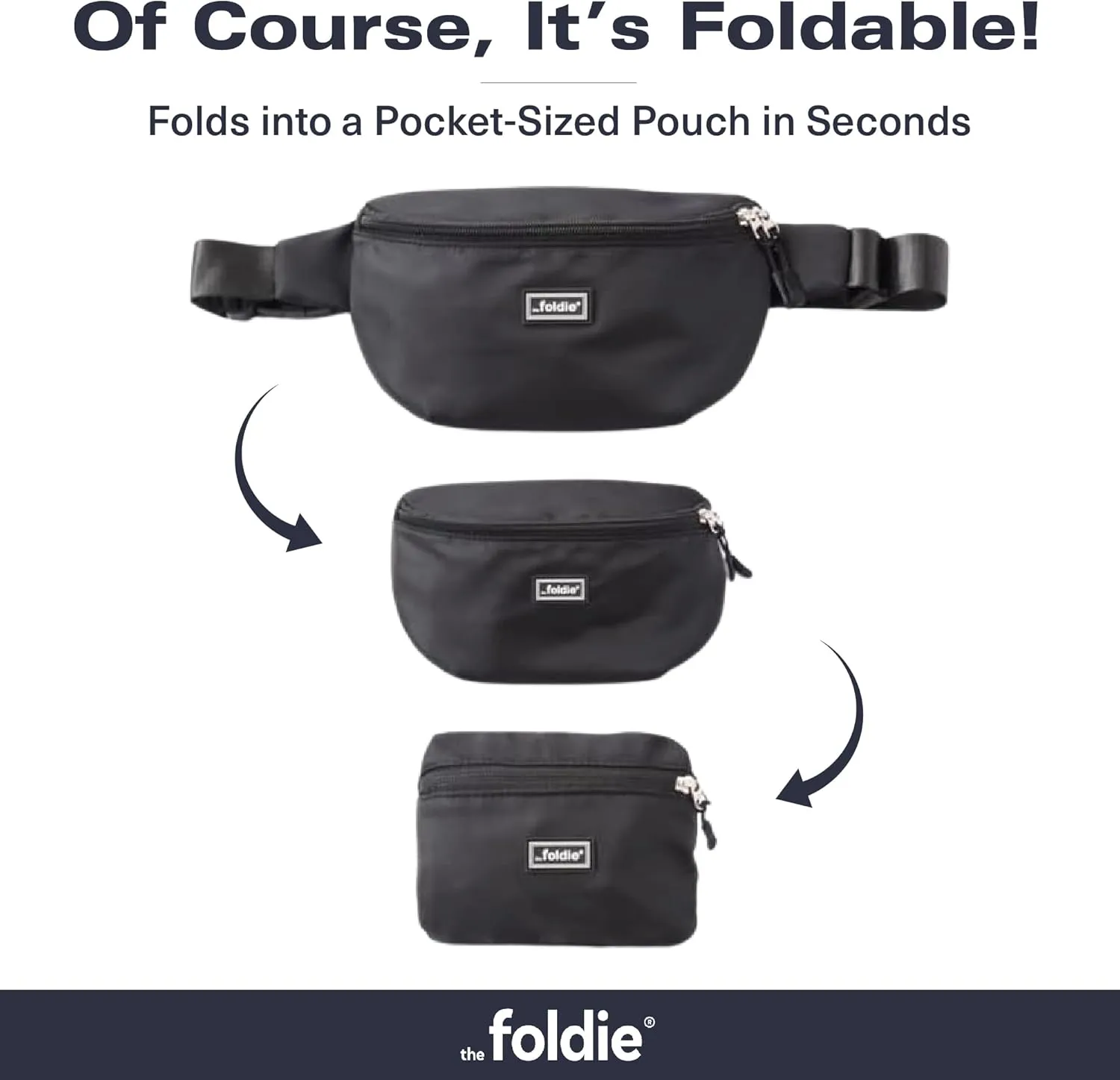 Foldable Crossbody Bags for Women & Men - Anti-Theft RFID-Safe Fanny Pack with Smart Lockable Zippers and Cut-Resistant Strap - Lightweight Waist Pack for Travel & Everyday Use - Black