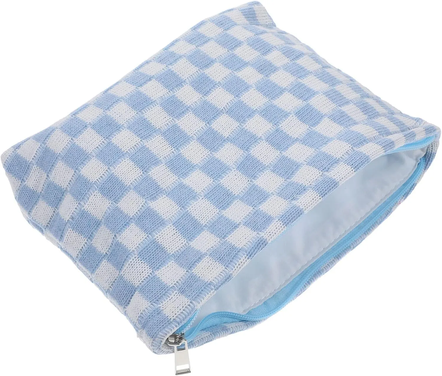FRCOLOR Checkered Makeup Bag Quilted Makeup Bag Plaid Pattern Cosmetics Bag Small Cosmetic Pouch Portable Travel Toiletry Bag Cute Makeup Brushes Storage Bag for Women Zipper Cosmetic Pouch