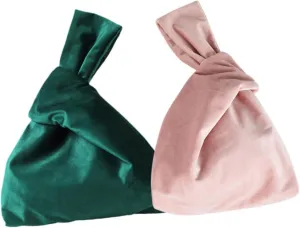 FRCOLOR Evening Clutch Bag Wristlet Purse Women's Wrist Bag Small Tote Purse Velvet Knot
