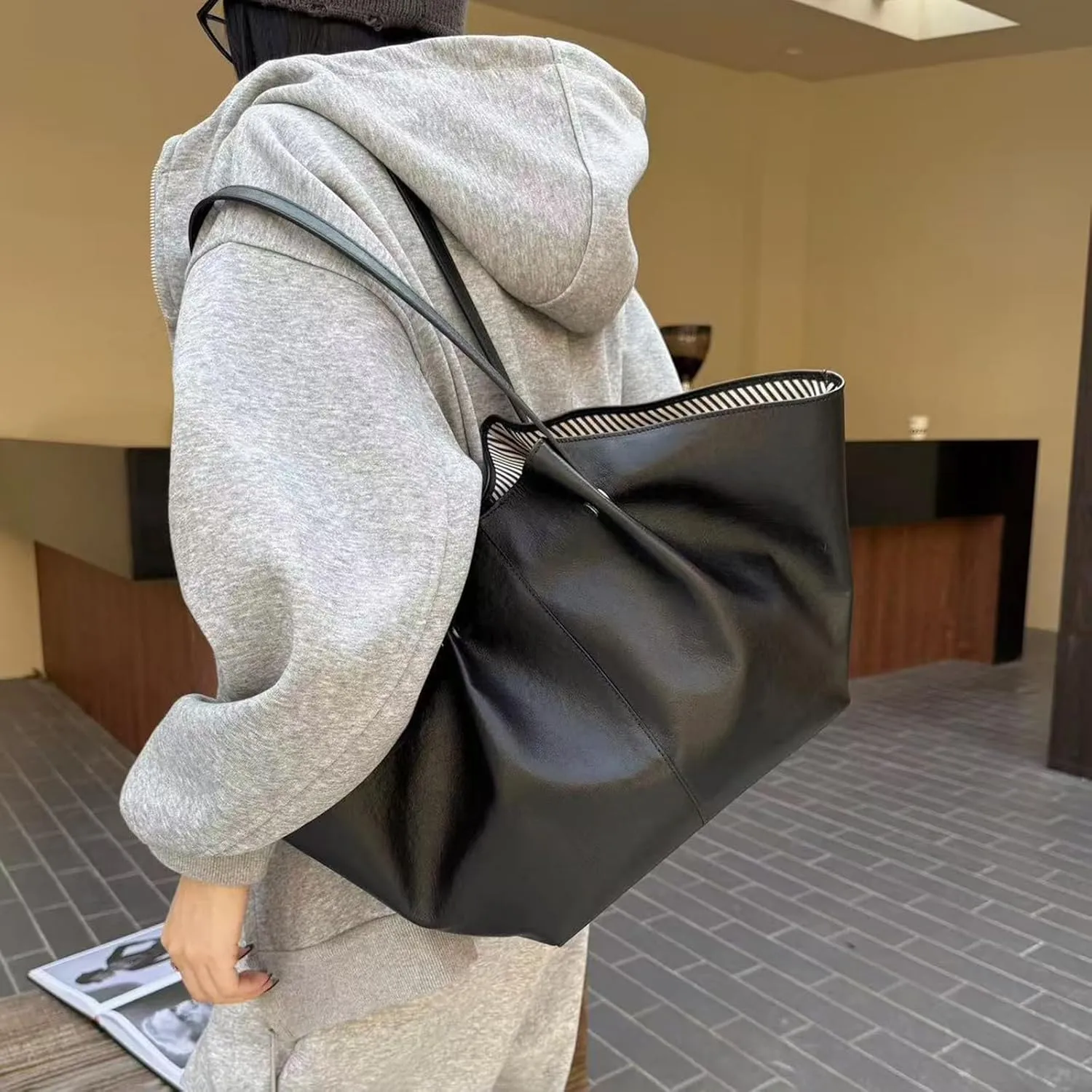 Genuine Leather Tote Bag for women,Casual Shoulder Hobo Purses,Large-capacity top handle Handbag.