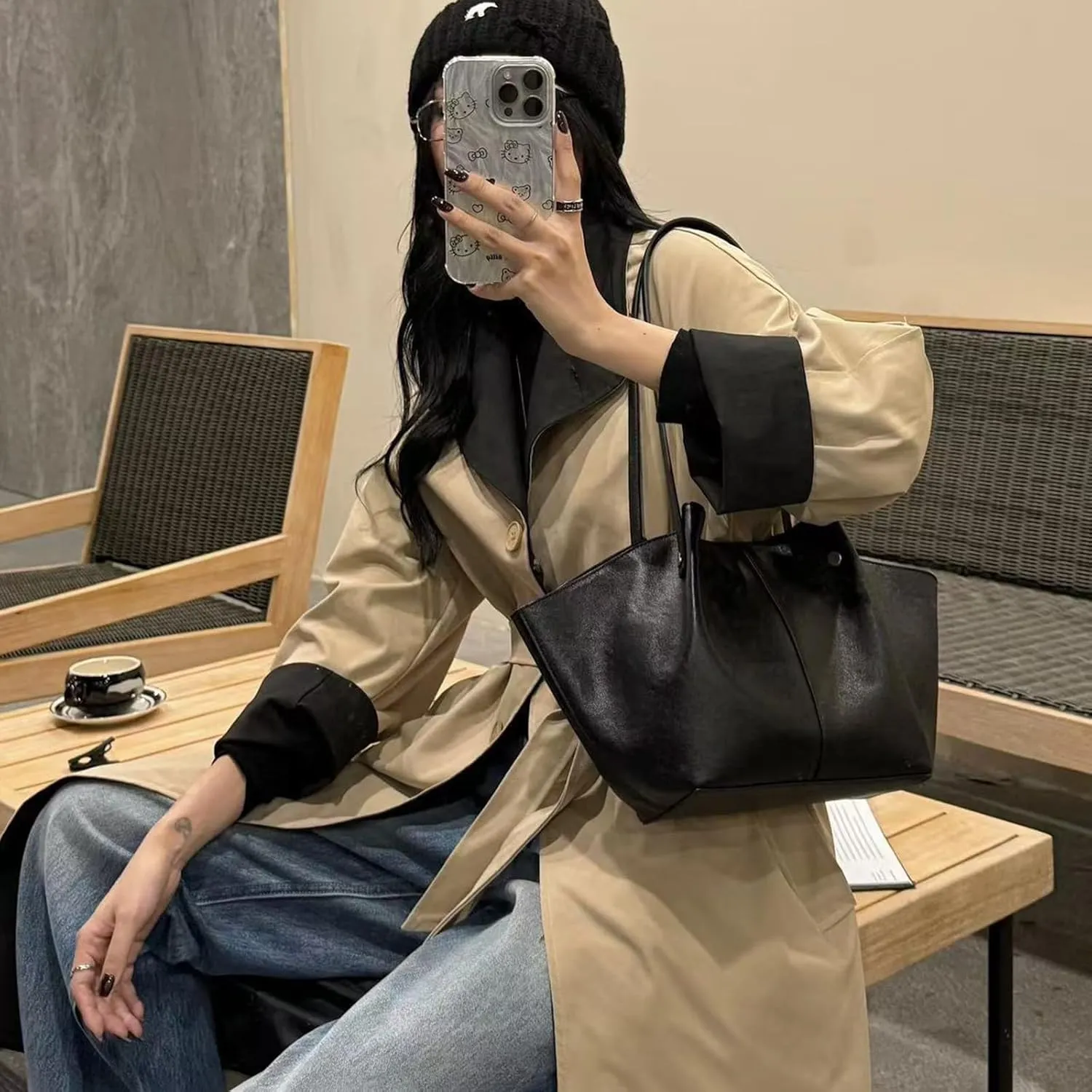 Genuine Leather Tote Bag for women,Casual Shoulder Hobo Purses,Large-capacity top handle Handbag.