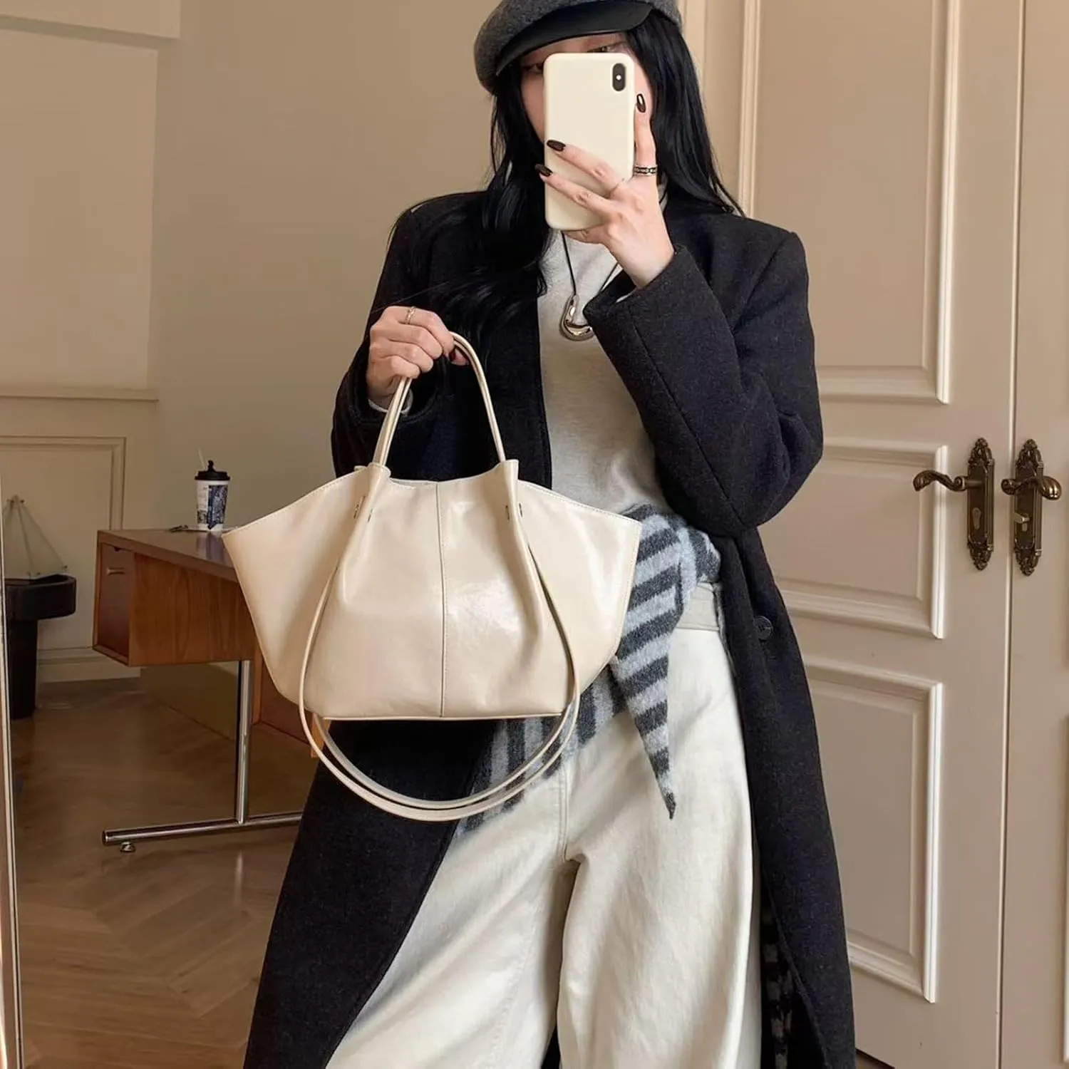 Genuine Leather Tote Bag for women,Casual Shoulder Hobo Purses,Large-capacity top handle Handbag.