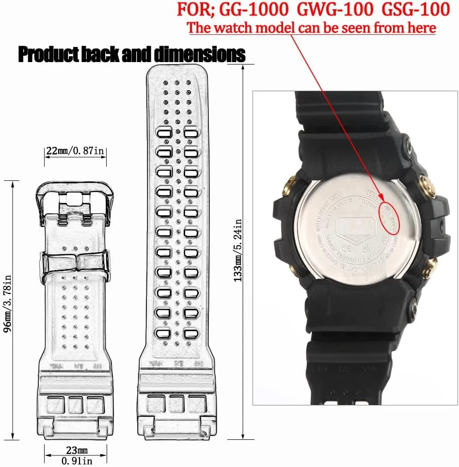 GG-1000 Resin Replacement Strap Compatible with Casio Master of G MUDMASTER GG-1000-1A3JF Mens GG-1000-1A5CR GG-1000-1A3J GWG-100-1A8JF Wristband Bracelet