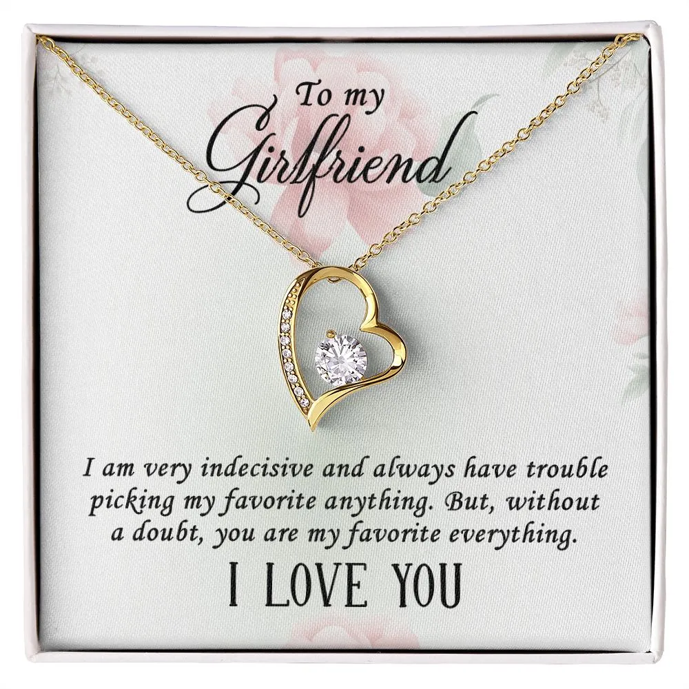 Gifts for Girlfriend Forever Love Necklace, Cubic Zirconia White or Yellow Gold Finish