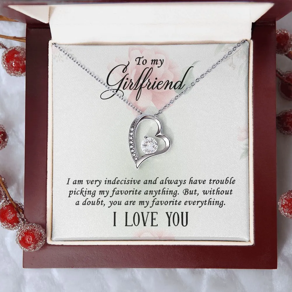 Gifts for Girlfriend Forever Love Necklace, Cubic Zirconia White or Yellow Gold Finish
