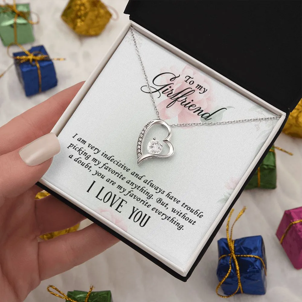 Gifts for Girlfriend Forever Love Necklace, Cubic Zirconia White or Yellow Gold Finish