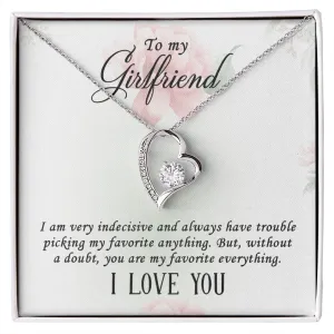 Gifts for Girlfriend Forever Love Necklace, Cubic Zirconia White or Yellow Gold Finish