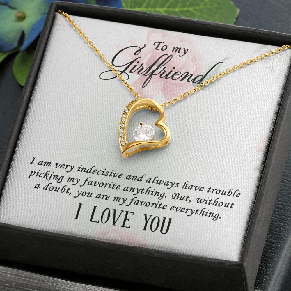 Gifts for Girlfriend Forever Love Necklace, Cubic Zirconia White or Yellow Gold Finish