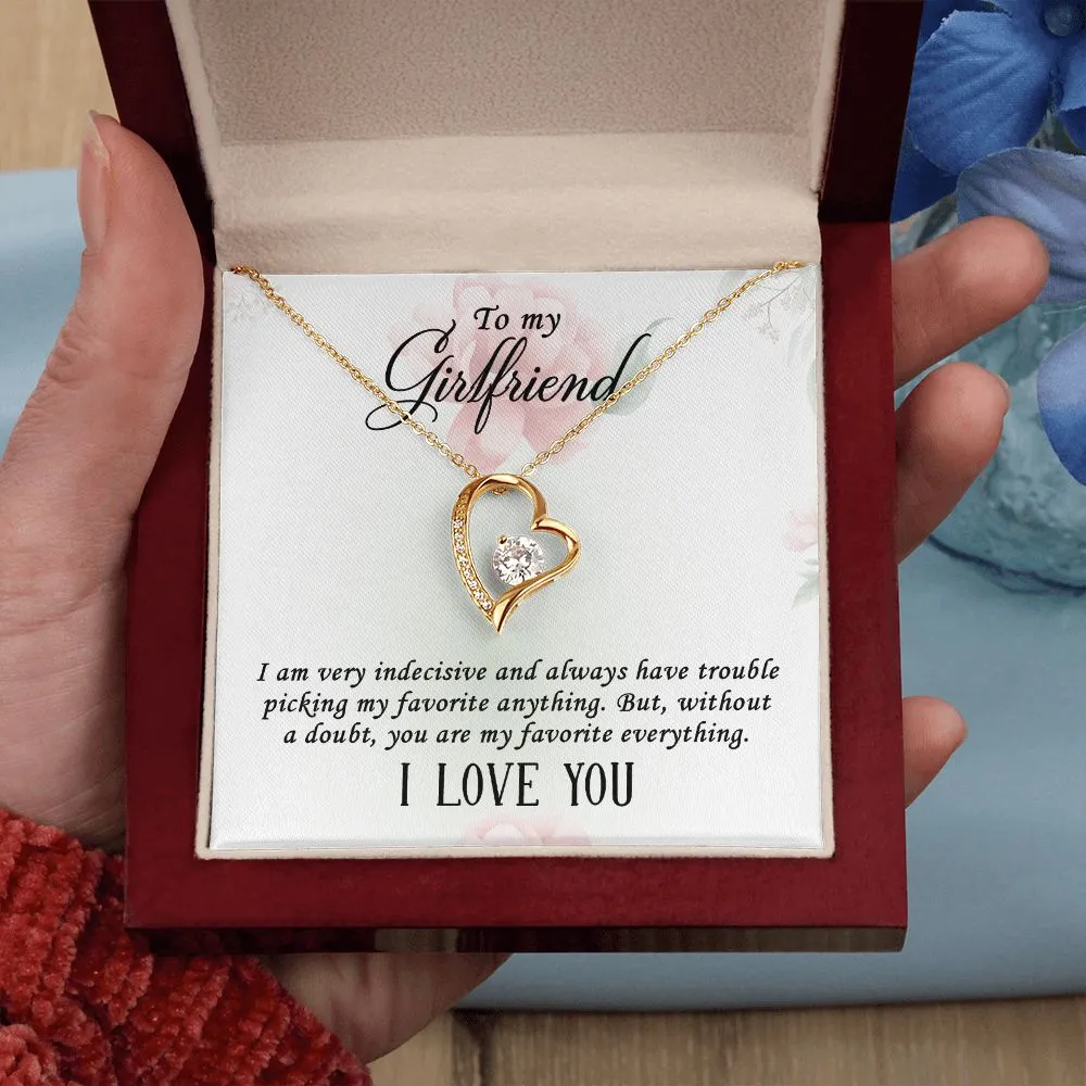 Gifts for Girlfriend Forever Love Necklace, Cubic Zirconia White or Yellow Gold Finish