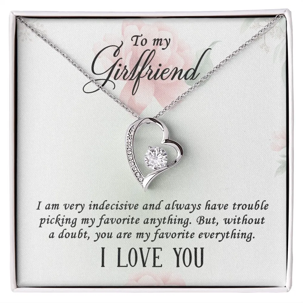 Gifts for Girlfriend Forever Love Necklace, Cubic Zirconia White or Yellow Gold Finish