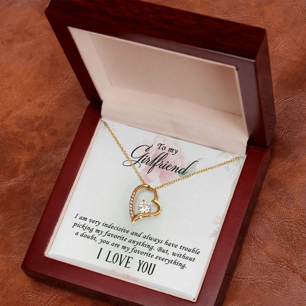 Gifts for Girlfriend Forever Love Necklace, Cubic Zirconia White or Yellow Gold Finish