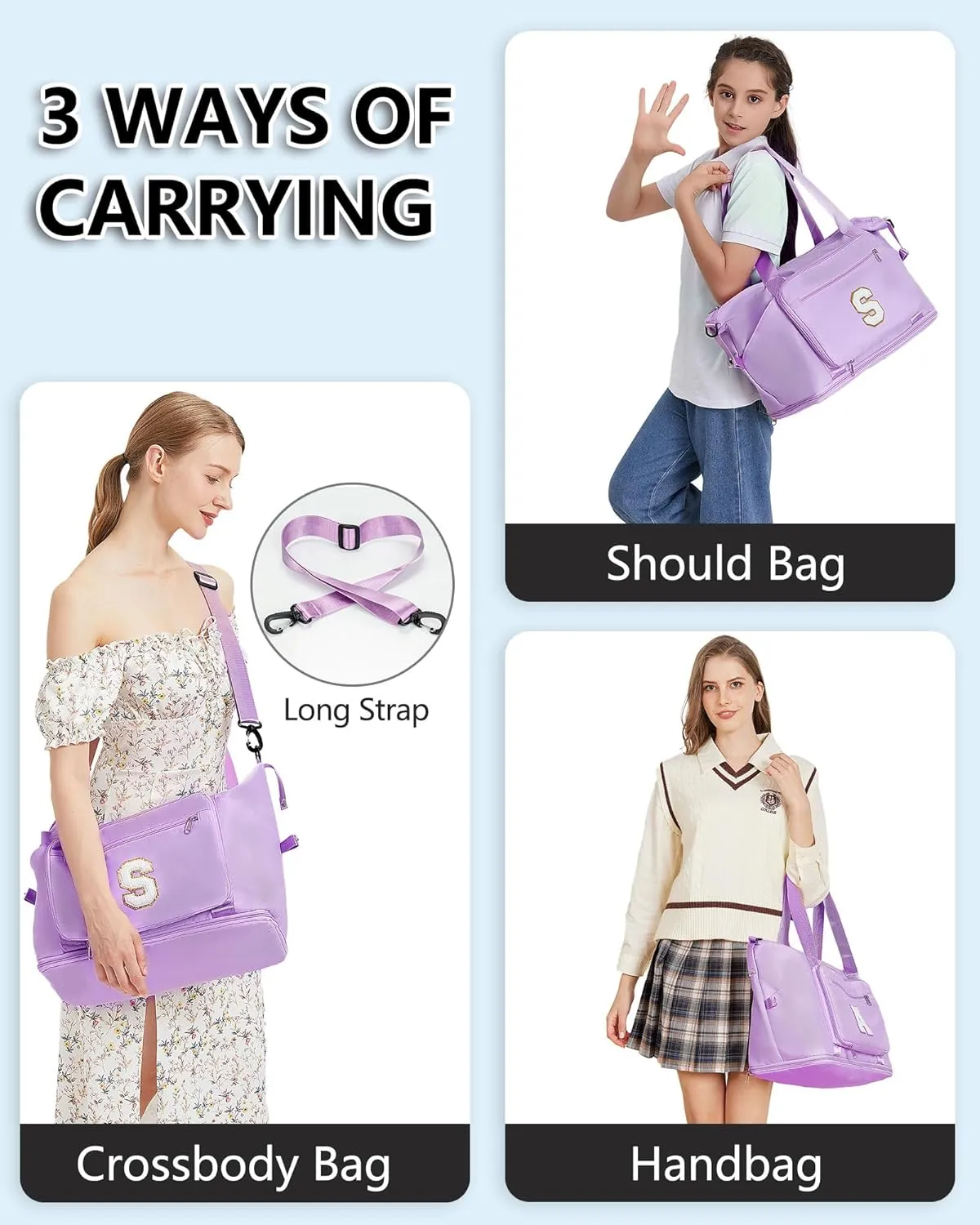 Gifts for Women & Teenage Girls,Hospital for Women Labor Delivery Duffle Bag, Large Clinical Nurse Nursing Mommy Baby Bag,Personalized Initial Carry On Travel Duffel Bag for Kids Teenage -Purple A