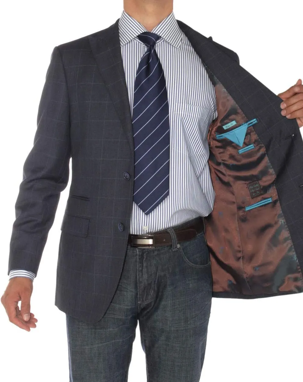 GN Luciano Men's 2 Button Modern Fit Suit Jacket Ticket Pocket Blazer Coat