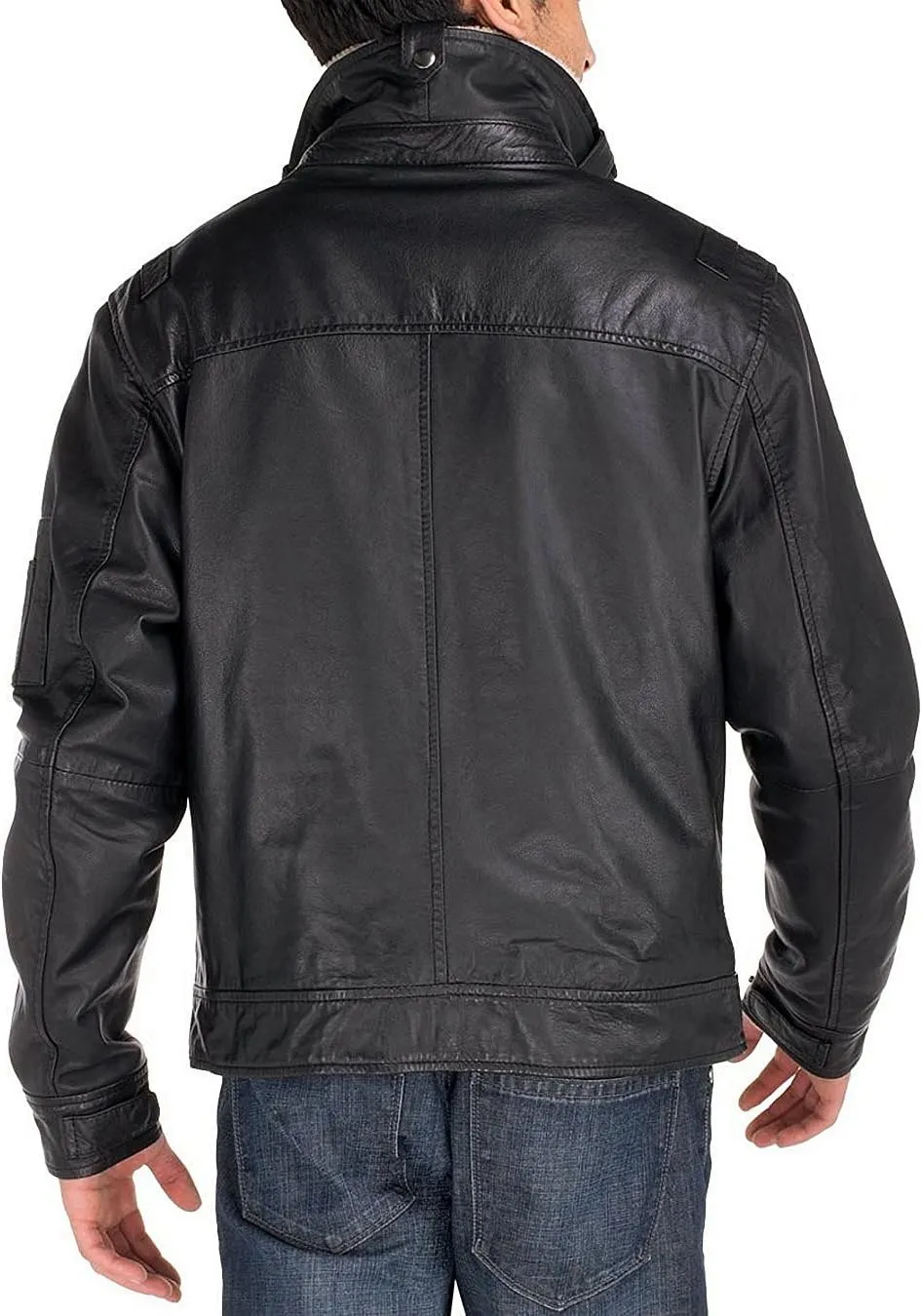 GN Luciano Men's Cowhide Flight Bomber Modern Leather Jacket Vintage Look