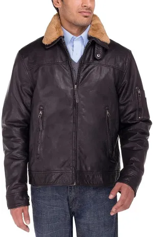 GN Luciano Men's Cowhide Flight Bomber Modern Leather Jacket Vintage Look