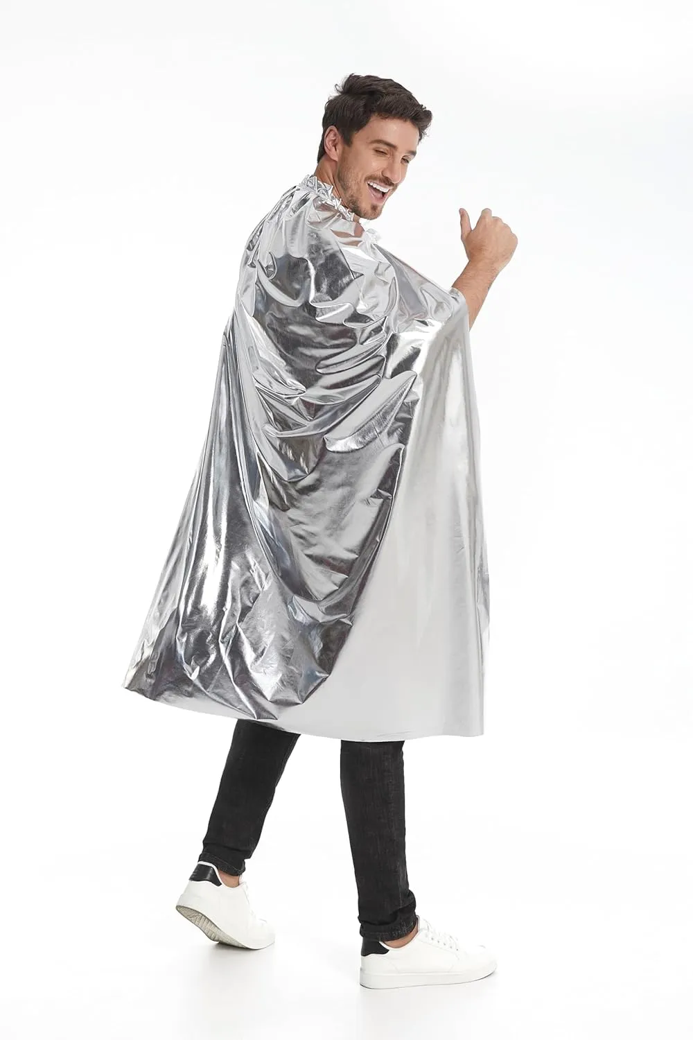 GRAJTCIN Unisex Adult Shiny Costume Cape for Halloween Mardi Gras St. Patrick's Day