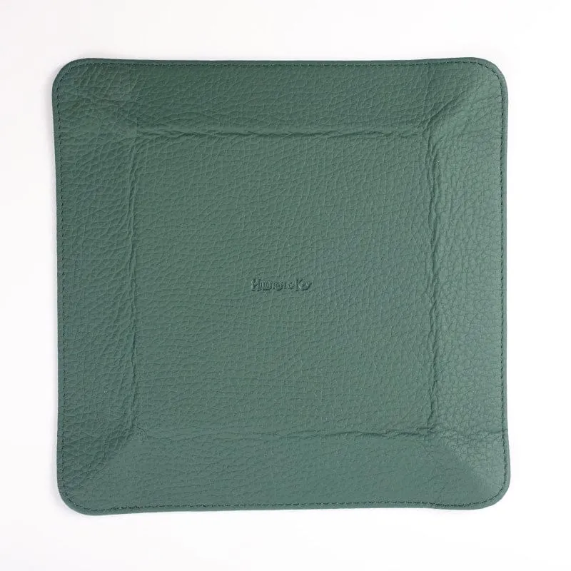Green Leather & Burgundy Suede Small Travel Tray