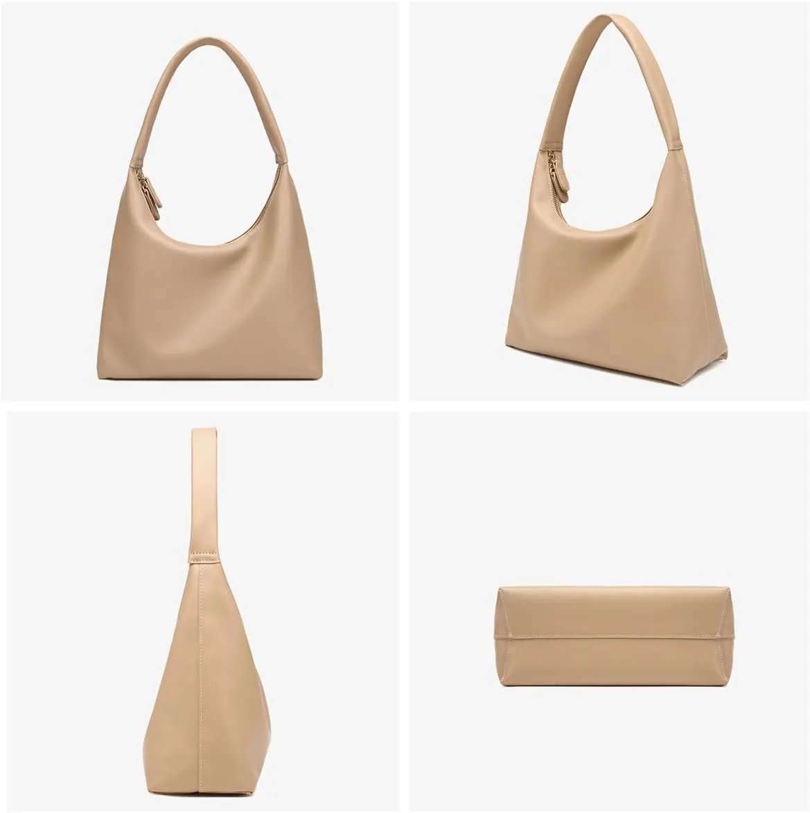 GRPKSSIB Leather Hobo Bags for Women Crescent Shoulder Bag Slouchy Tote Handbags Soft Underarm Purses