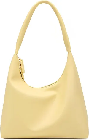 GRPKSSIB Leather Hobo Bags for Women Crescent Shoulder Bag Slouchy Tote Handbags Soft Underarm Purses