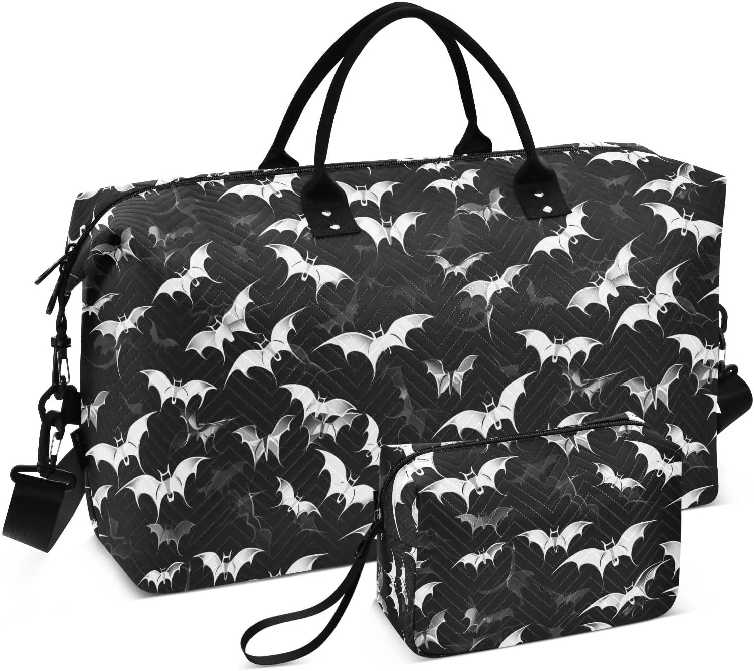 Halloween Bats Black Travel Duffle Bag Duffel Bags Large Weekender Bag Carry On Duffel Bag Gym Bag with Toiletry Bag Garment Duffle Bags for Adults Women Airplanes Men Sports Trip Yoga