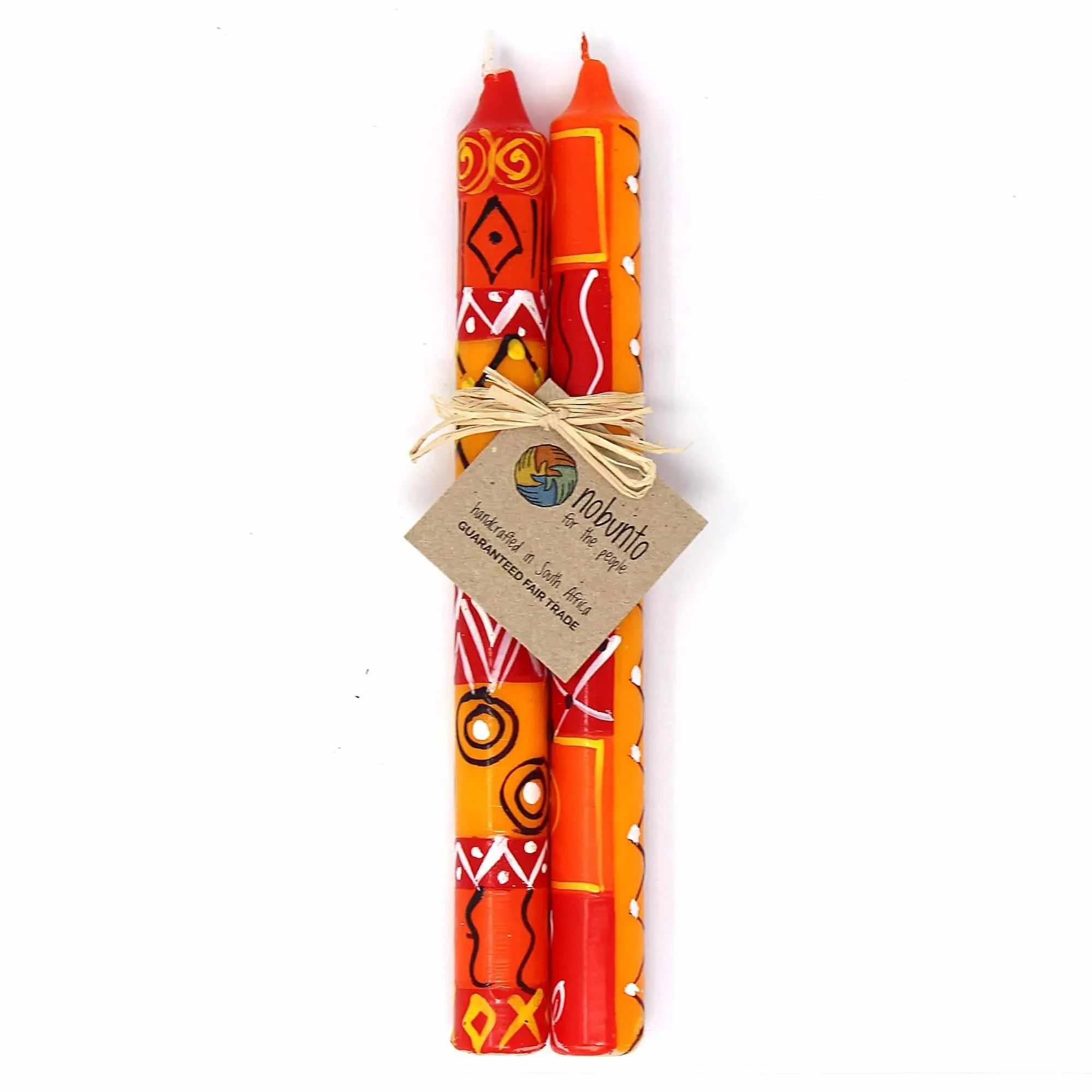 HAND-PAINTED DINNER CANDLES, PAIR (ZAHABU DESIGN)