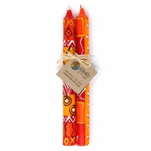 HAND-PAINTED DINNER CANDLES, PAIR (ZAHABU DESIGN)