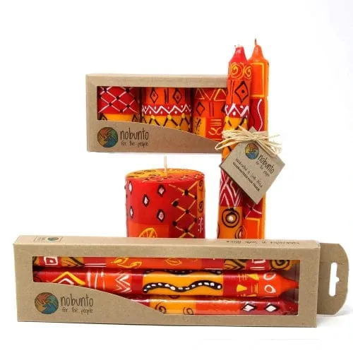 HAND-PAINTED DINNER CANDLES, PAIR (ZAHABU DESIGN)