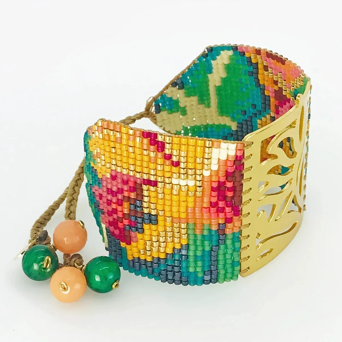 Handmade 18 Kt. Gold-Plated Bead Bracelet Full Color Amazon Large by Martha Duran