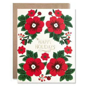 Happy Holidays Poinsettia Card Set (8 Pack)