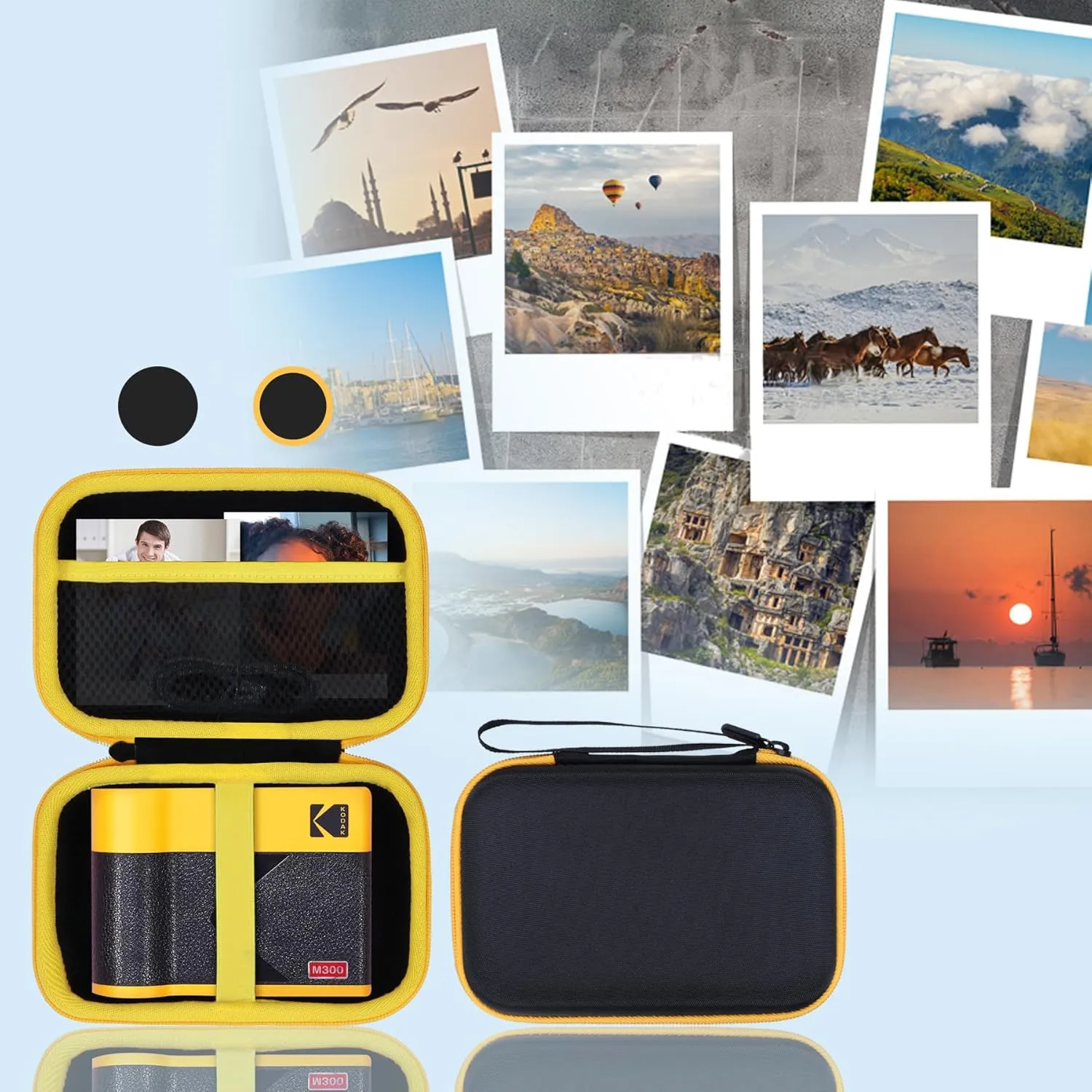 Hard Case Compatible with Kodak Mini Shot 3 Retro/Mini 3 Retro/Mini 3 ERA 4PASS Portable Photo Printer (Black   Yellow Case)