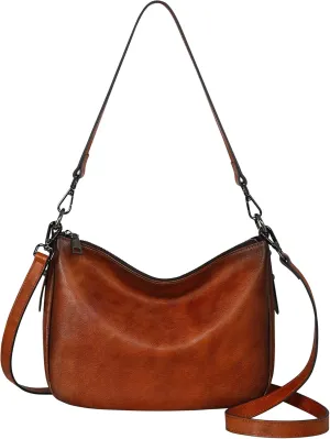 HESHE Leather Purses for Women Hobo Crossbody Bags Soft Shoulder Bag Medium Size Casual Purse