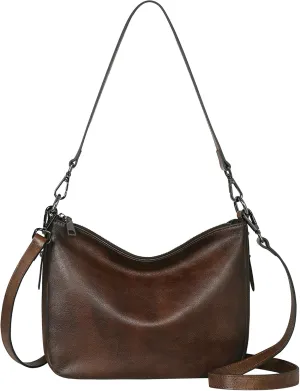 HESHE Leather Shoulder Bag for Women with Two Straps Soft Hobo Crossbody Bags Women's Handbags