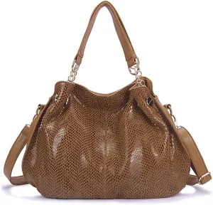 Hobo Bag for Women Large Capacity Snake Pattern Tote Ladies Tassel Pendant Purse Vegan Leather Shoulder Bags