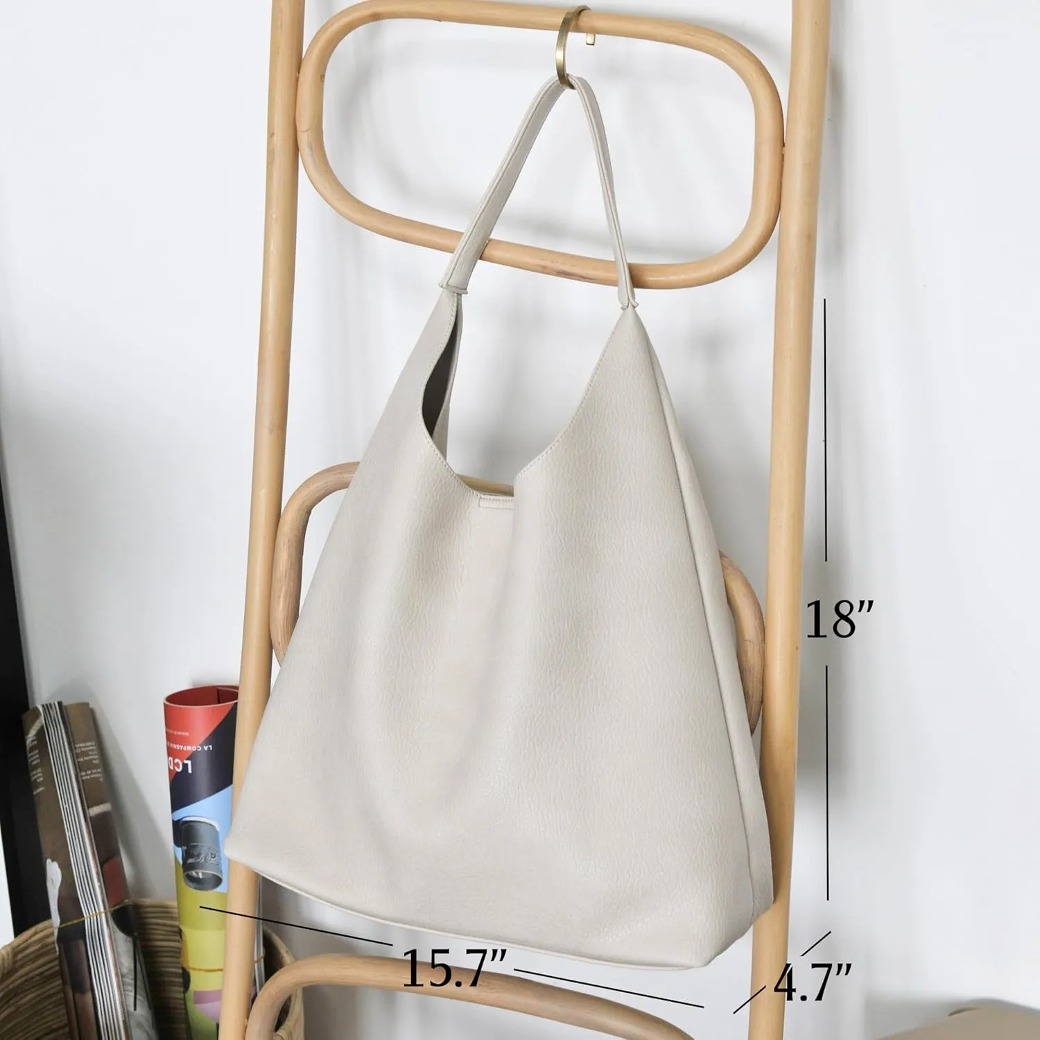 Hobo Bags for Women Soft Vegan Leather Shoulder Handbag Slouchy Tote Purses (Nude)