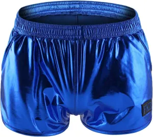 IDOPIP Men's Shiny Metallic Boxer Briefs Wet Look Boxer Shorts Swim Trunks Elasitc Faux Leather Underwear Underpants Swimsuit