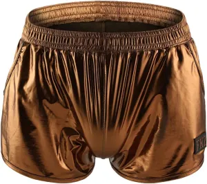 IDOPIP Men's Shiny Metallic Boxer Briefs Wet Look Boxer Shorts Swim Trunks Elasitc Faux Leather Underwear Underpants Swimsuit