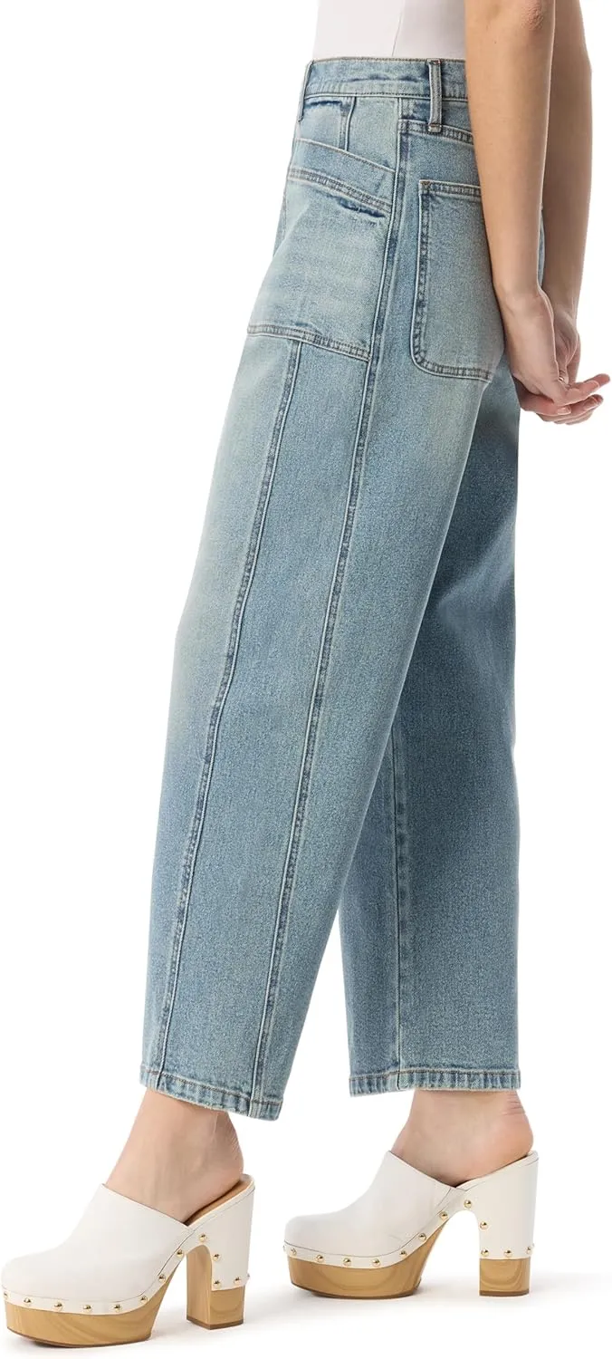 Jessica Simpson Women's Relaxed Barrel Zip Front Wide Leg Ankle Standard