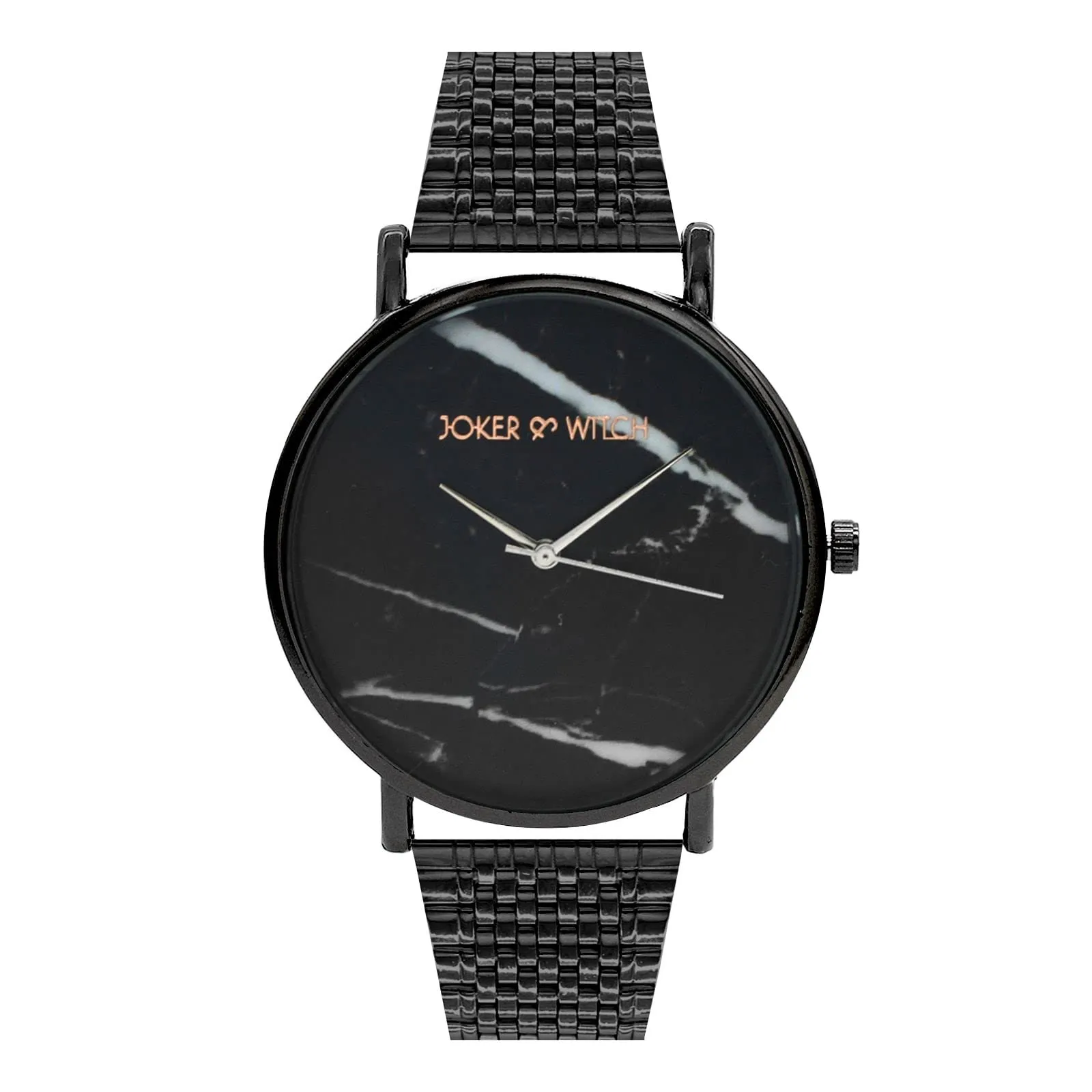 Joker & Witch Stainless Steel Amal & George Couple Analogue Watches, Black Dial, Black Band
